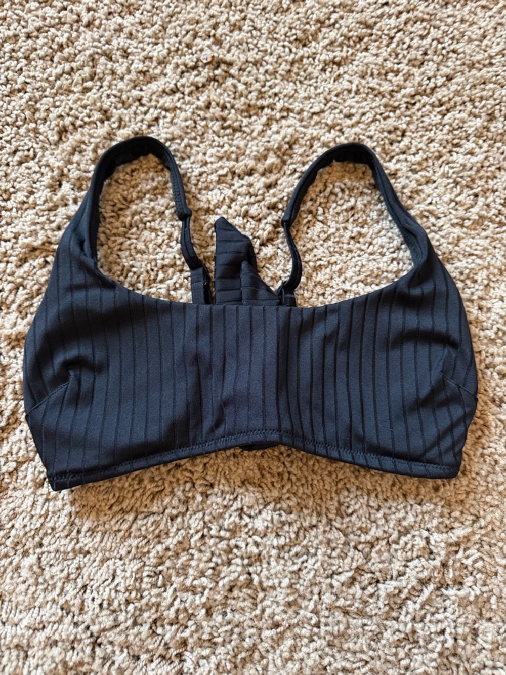 aerie Black Ribbed Swim Bikini Top